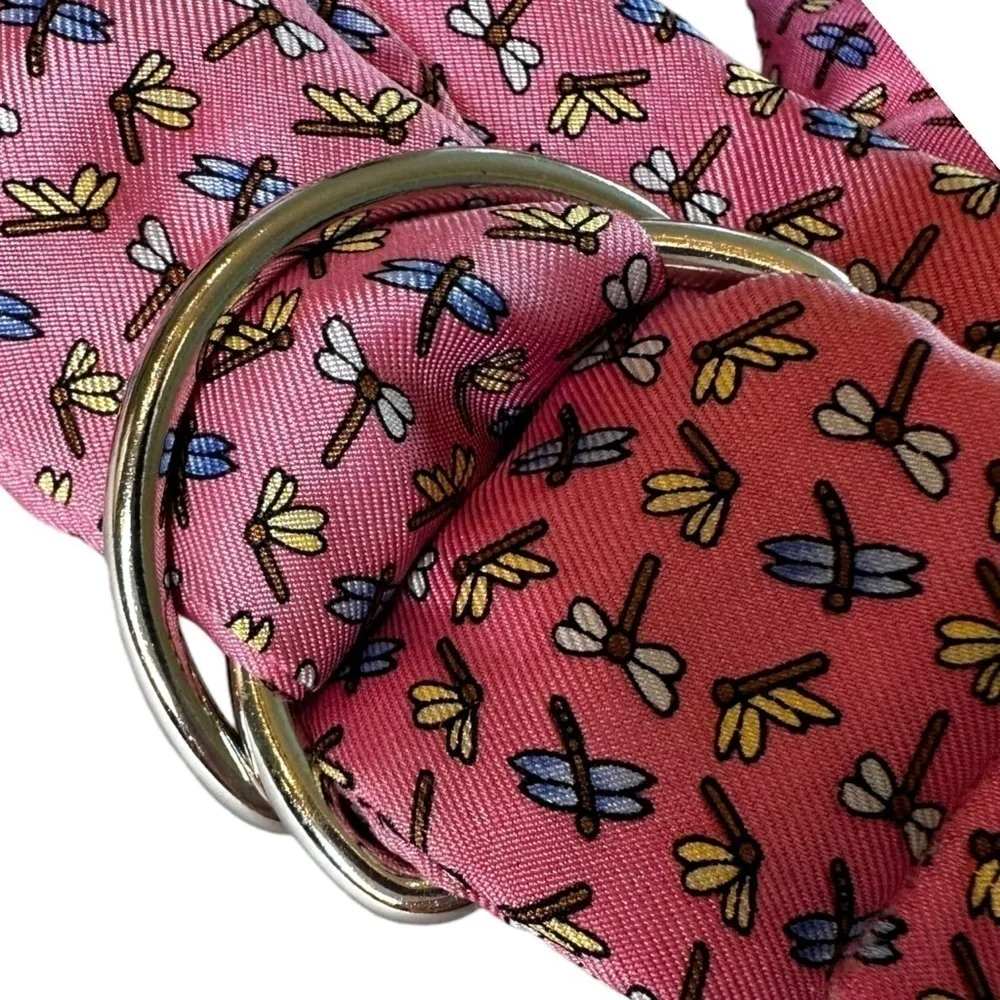 Old Navy Vintage Y2K Pink Scarf Dragonfly Silk Belt